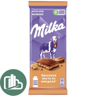 Милка 90гр Ореховая паста с миндалем 1/20 (РФ)