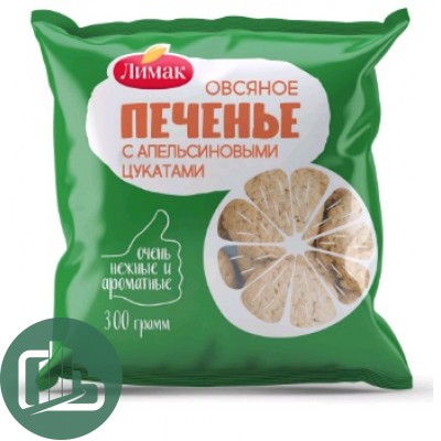 Лимак Печенье Овсяное с апельсиновым цукатами 300гр 1/10