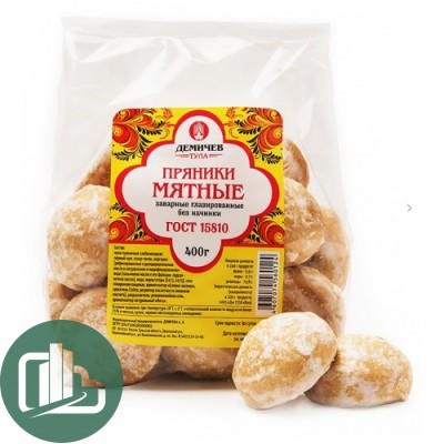 Пряники Мятные 400гр 1/14 (Щекино, Демичев)