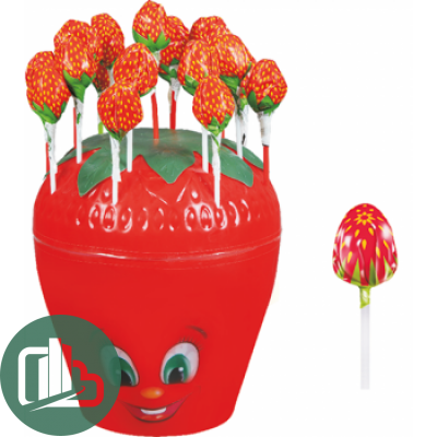 КИСЛИЦА Леденцы на палочке 14гр Клубничка в клубнике 1/100 (6)