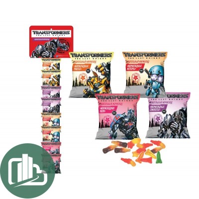 Жевательный мармелад Transformers ассорти фруктовых вкусов на ленте 50гр 1/8 (12)