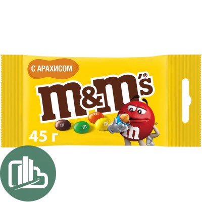 М&Ms 45гр Желтый с арахисом 1/32 (5бл)