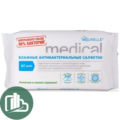 Салфетки антибактериальные AQUAELLE 60шт