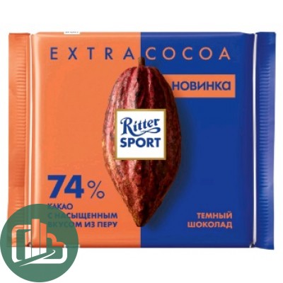 Ритер-спорт 100гр Темный Шоколад 74% какао 1/12 9336