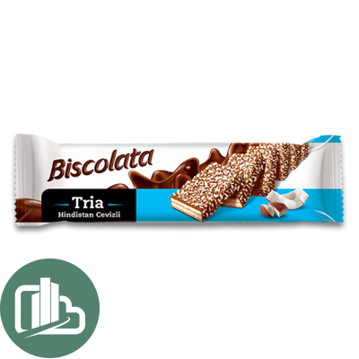 Вафли Biscolata Tria с кокосовой начинкой покр. молочным шоколадом 100гр 1/12