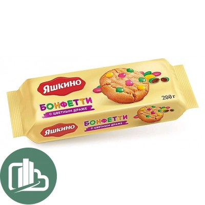 Яшкино Печенье Бонфетти с цветным драже 200гр 1/16