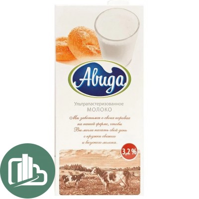 Молоко "Авида" 3,2%  1/12  0,97л
