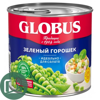 GLOBUS Горошек молодой 400гр 1/12 ключ ж/б