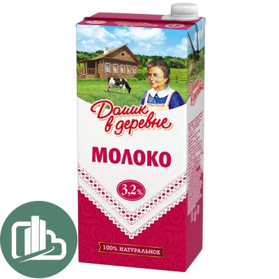 Молоко Домик в деревне 3,2%  1/12 950мл