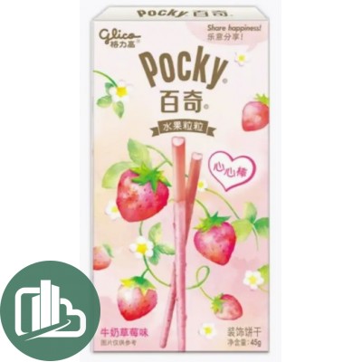 Шоколадные палочки Pocky 45гр со вкусом Мороженого и Клубника 1/36