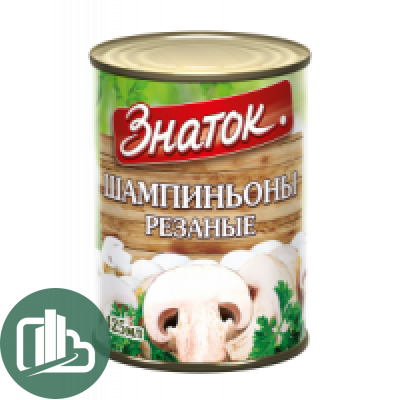 Знаток Шампиньоны резаные 400гр 1/24 Ж/Б