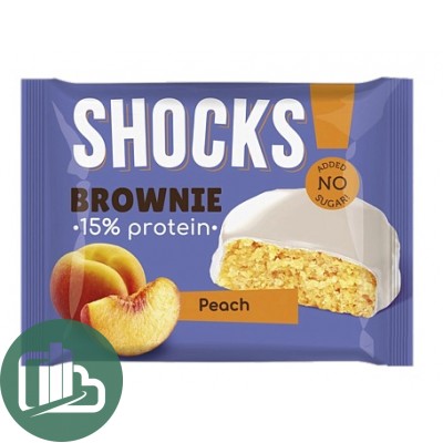 Протеиновый батончик Shok 50гр Бисквит Брауни Персик 1/9