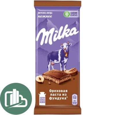 Милка 90гр Ореховая паста с фундуком 1/20 (РФ)