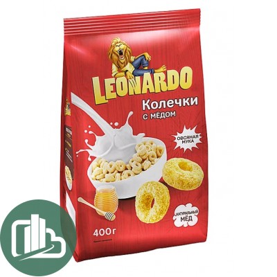 Яшкино Готовый завтрак Leonardo 400гр Колечки с мёдом 1/5