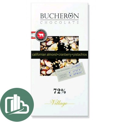 BUCHERON горький шоколад с миндалем, клюквой и фисташками 90гр 1/10
