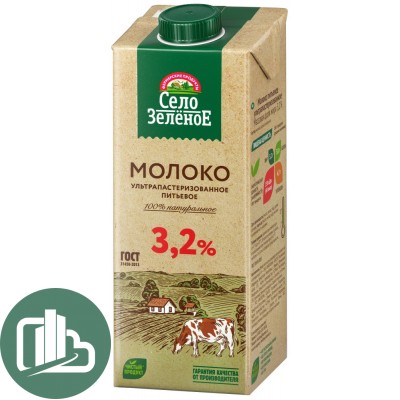 Молоко "Село Зеленое" 3,2% 0,95л 1/12