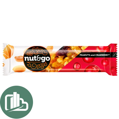 Яшкино батончик NUT N GO Арахис Клюква 42гр 1/18 (8)