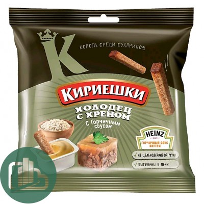 Яшкино Кириешки 60гр+25мл Холодец с хреном с горчичным соусом 1/30
