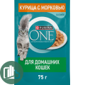 Корм для кошек ONE 75гр Курица с Морковью для домашних 1/26