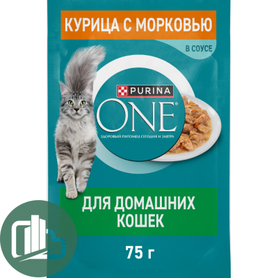 Корм для кошек ONE 75гр Курица с Морковью для домашних 1/26