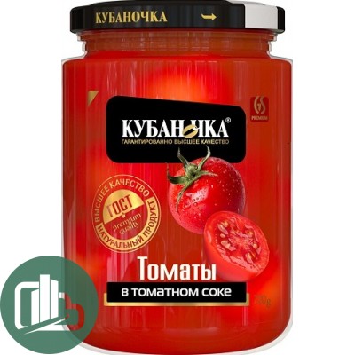 КУБАНОЧКА Томаты в томатном соке ст/б 720гр 1/8