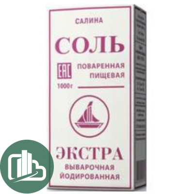 Соль Салина Мелкая йод. 1кг 1/18 (картон)
