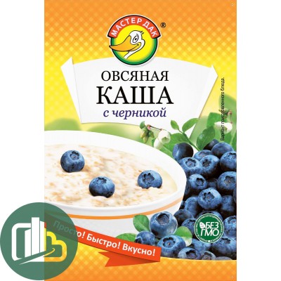 Мастер Дак каша овсяная с черникой 35гр 1/40