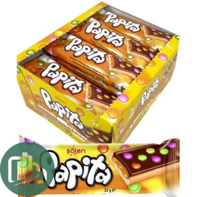 Печенье PAPITA с карамелью и сахарным драже покрытое молочным шоколадом 33гр 1/24