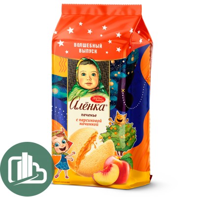 Аленка печенье сдобное с персиковой нач.115гр 1/12