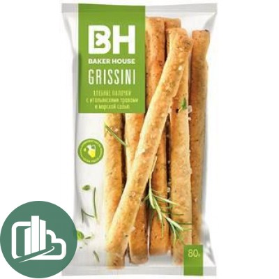 Хлебные палочки GRISSINI с итальянскими травами и морской солью 80гр 1/15