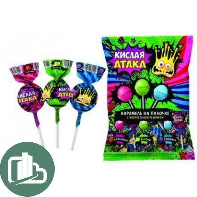 КИСЛАЯ АТАКА леденцы на палочке 17гр 1/50 (14) КА-8-1
