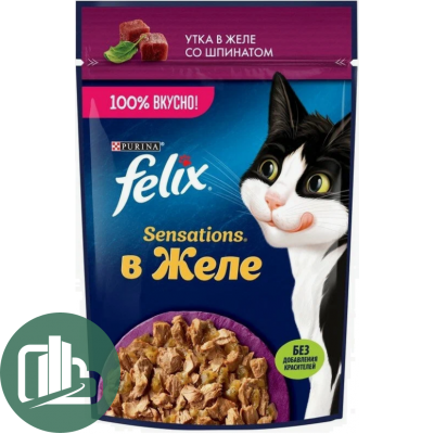 FELIX 75г в желе Sensations 1/26 Утка со Шпинатом
