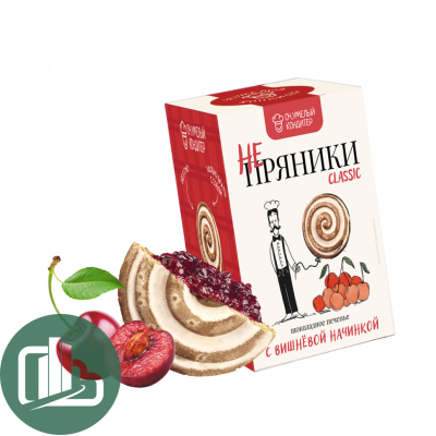 Печенье сдобное шок. Не-Пряники с виш.начинкой 200гр 1/16