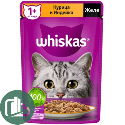 Вискас 75гр в желе Курица/Индейка 1/28