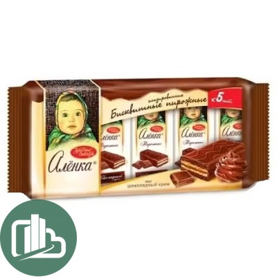 Аленка бисквит пирожное 200гр Шоколадный крем 1/12
