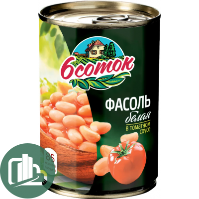 Фасоль Шесть соток 400гр Белая т/соусе  1/12 ж/б