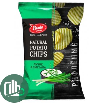 Бруто чипсы рифлёные лучок сметана 70 гр 1/20