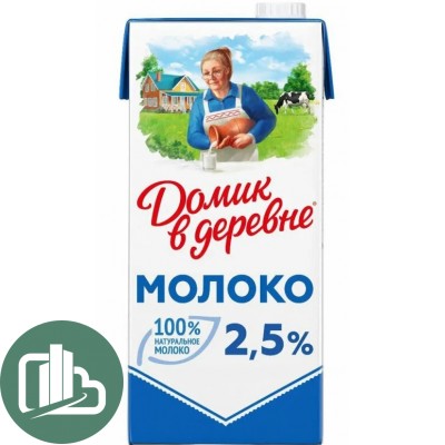 Молоко "Домик в Деревне" 2,5% 950мл 1/12