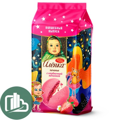 Аленка печенье сдобное с клубничной нач.115гр 1/12