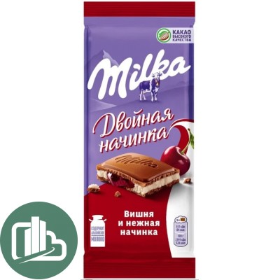 Милка 80гр Вишня и Молочная начинка 1/20 (РФ)