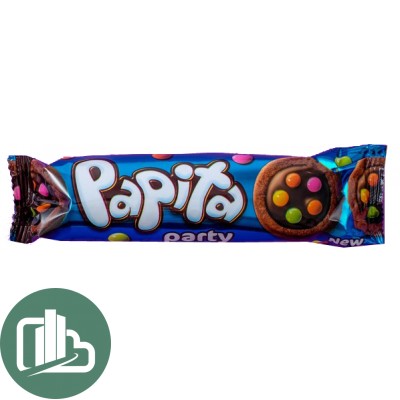 Печенье PAPITA PARTY с какао и молочной начинкой, покр темн шок и драже конфетами 63гр 1/24