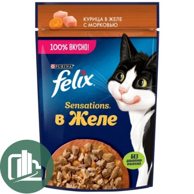 FELIX 75г в желе Sensations 1/26 Курица/морковь