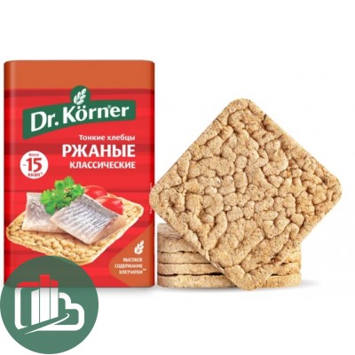 Хлебцы  Dr. Korner Хрустящие Ржаные классические 100гр 1/10