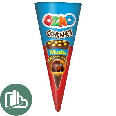 Вафли (Рожок) OZMO Cornet Banan с кремом из фундука, банана и молочный начинкой 25гр 1/24