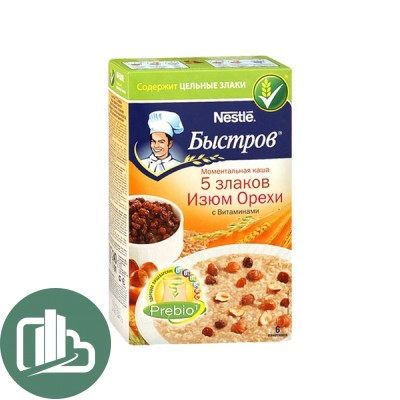 Нестле Быстров каша 5злаков изюм и орехи 240гр 1/16