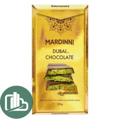 MARDINNI Шоколад Дубайский 200гр с Кнафе и Фисташковым Кремом 1/6