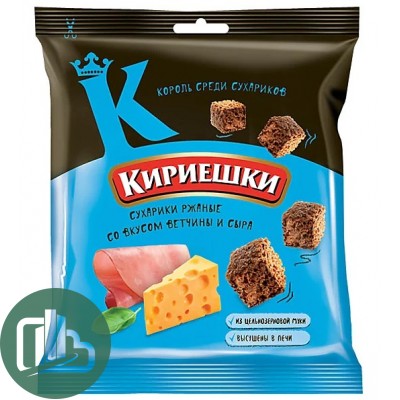 Яшкино Кириешки ржан 40гр Ветчина и сыр 1/60