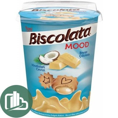 Печенье Biscolata Mood COCONUT с начинкой из белого  шоколада и кокоса 125гр 1/24