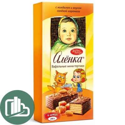 Торт Аленка 250гр с миндалем и со вкусом солёной карамели 1/6