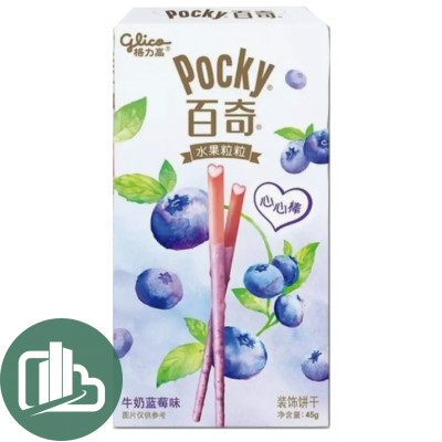 Шоколадные палочки Pocky 45гр со вкусом Мороженого и Черники 1/36